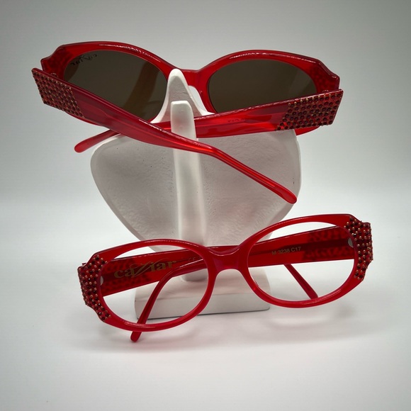 AUTHENTIC DESIGN OPTICAL RED FRAME/ EYEGLASSES/SUNGLASSES M 3238 WITH STONES - Picture 5 of 10